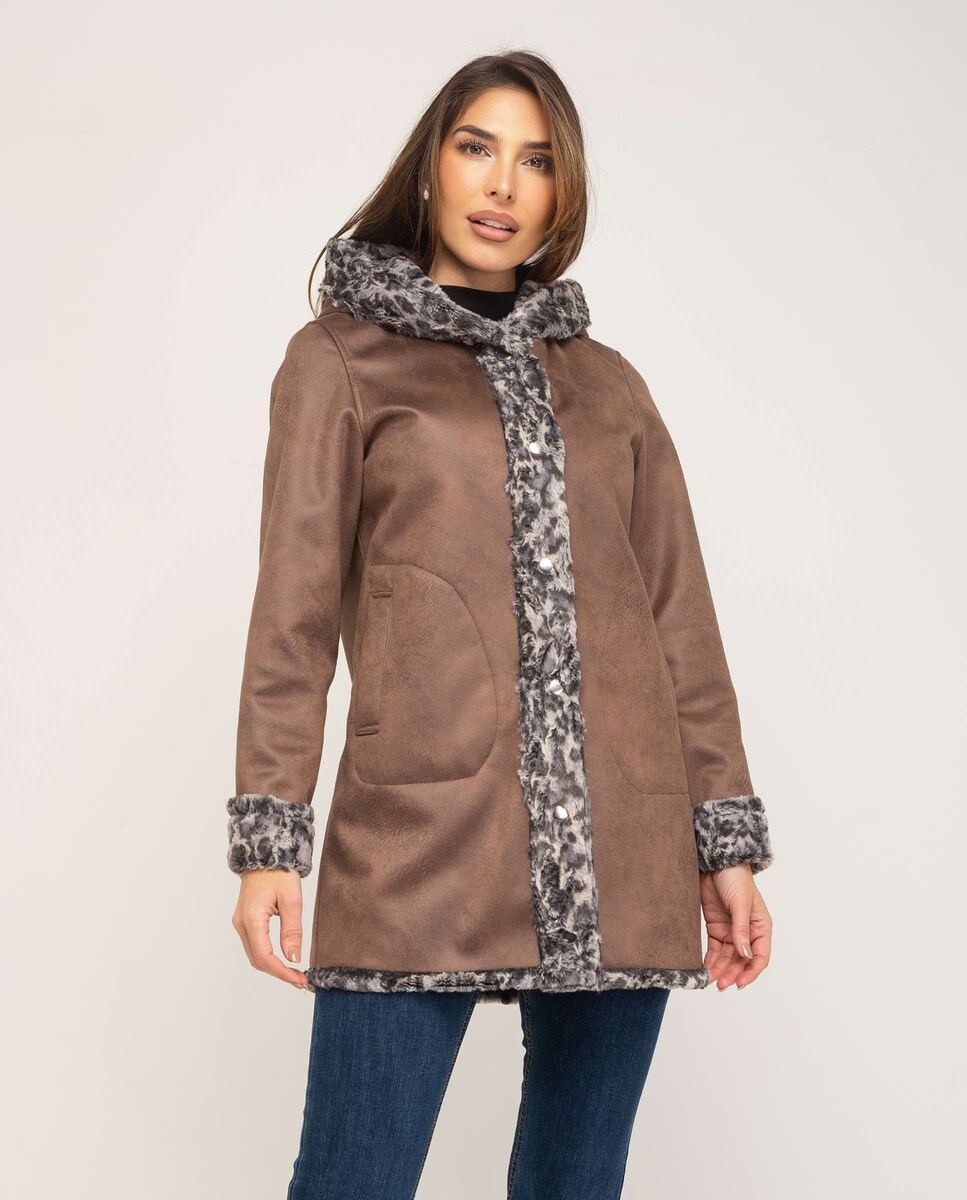 Abrigo de mujer con capucha de doble faz reversible · Fsh · El