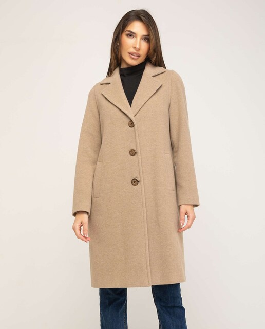 Imagen 0 de Abrigo de mujer recto con cuello solapa y manga sastre