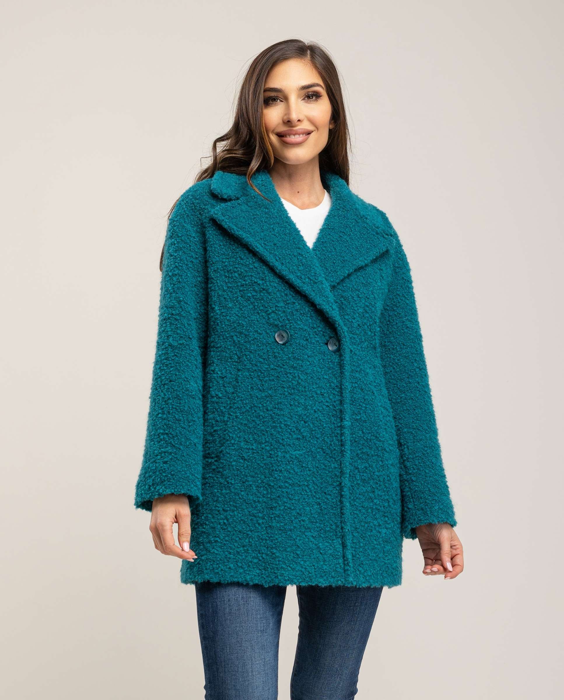 Abrigo Azul Lana Mujer Chaqueta De Piel Sintética Europea Y Americana Para Mujer Abrigo De Piel Sintética De Manga Corta Chaqueta De Punto Abrigo De Mujer, Marine, XL