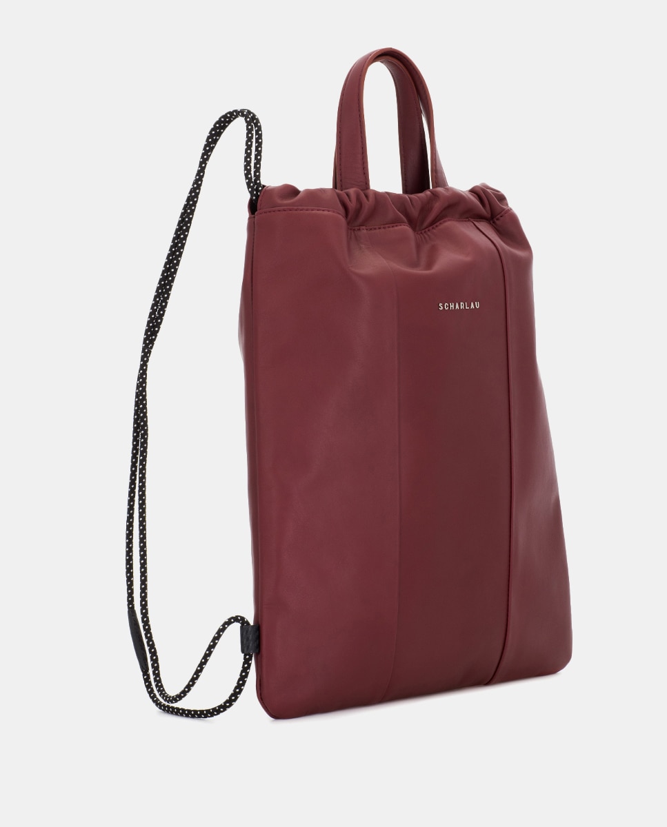 Mochila de hombre fina de piel - Scharlau - Burdeos Burdeos-4