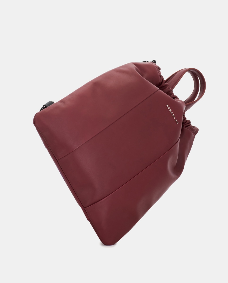 Mochila de hombre fina de piel - Scharlau - Burdeos Burdeos-5