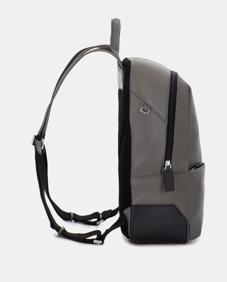 Mochila de hombre de piel pequeña - Scharlau - Gris Gris-3