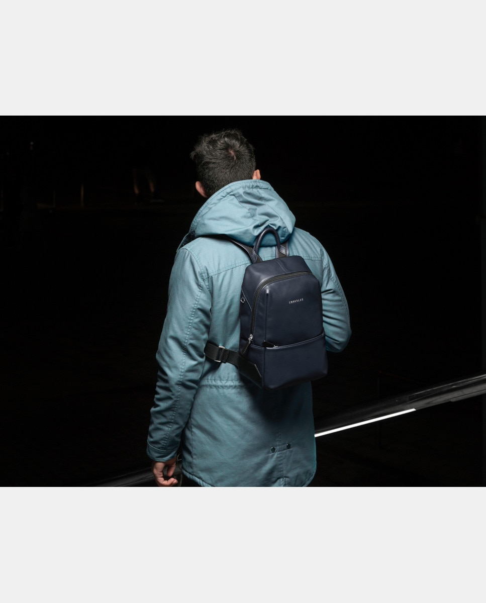 Mochila de hombre de piel pequeña - Scharlau - Gris Gris-2