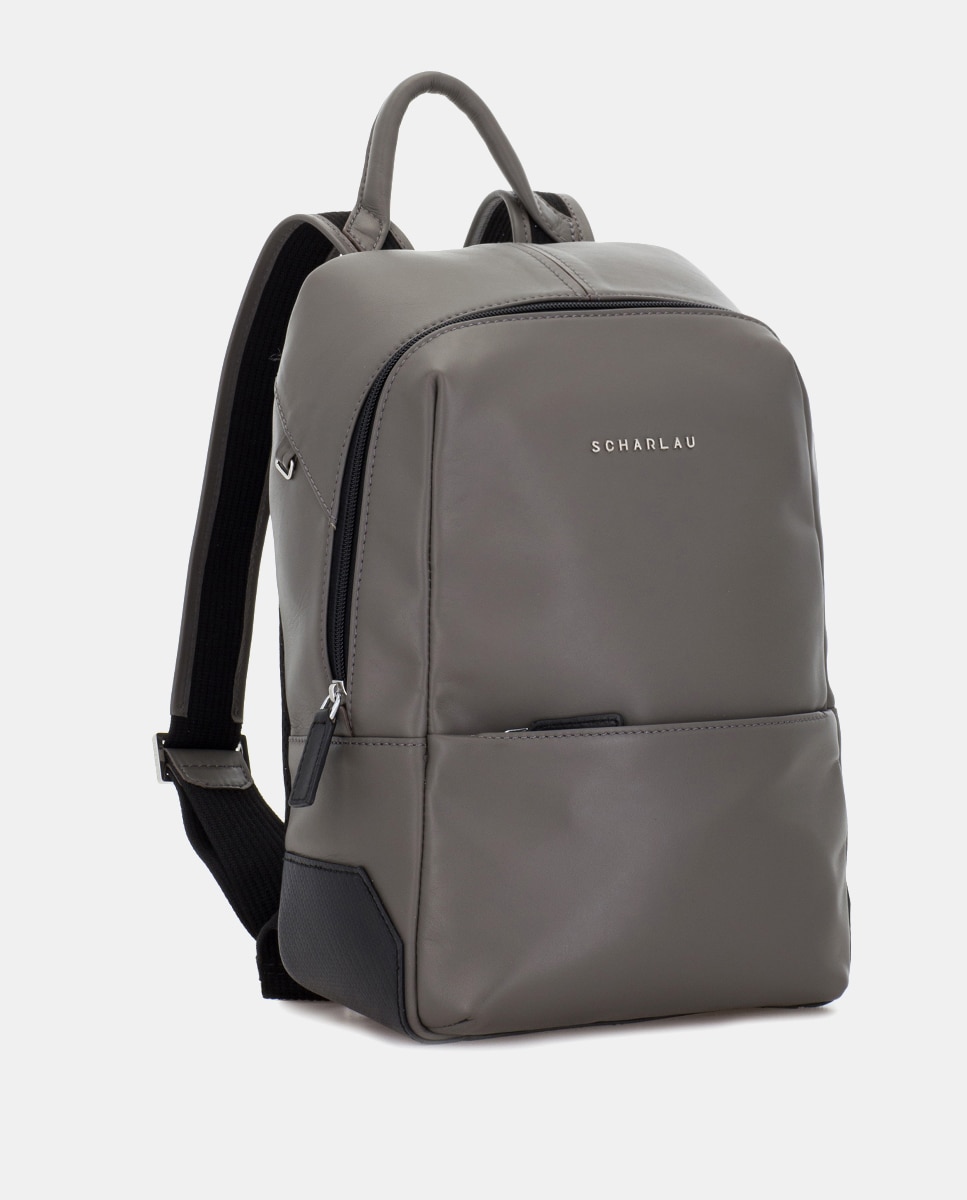 Mochila de hombre de piel pequeña - Scharlau - Gris Gris-4