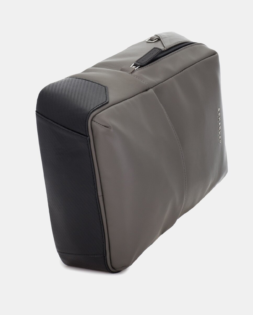Mochila de hombre de piel pequeña - Scharlau - Gris Gris-5