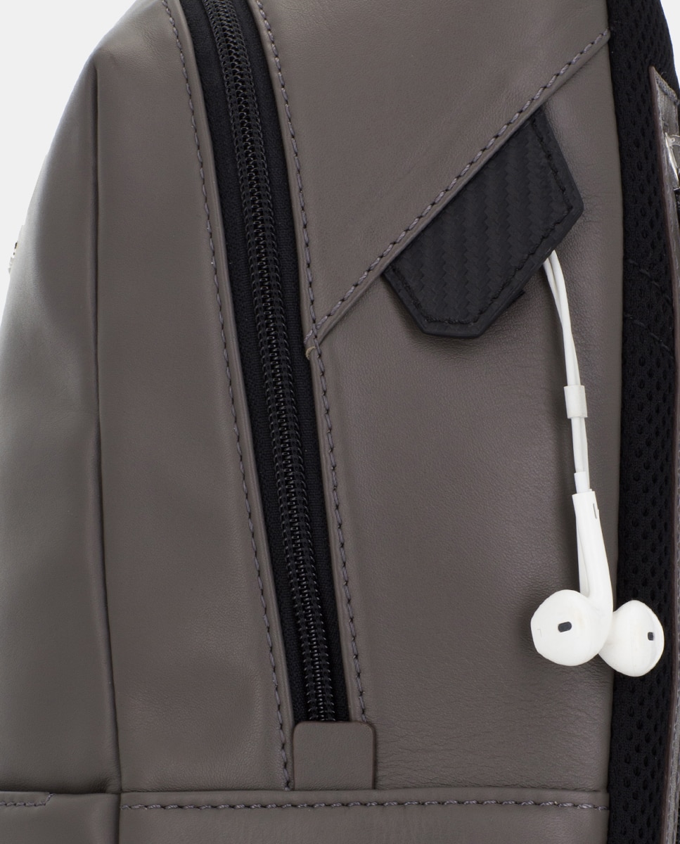 Mochila de hombre de piel pequeña - Scharlau - Gris Gris-6