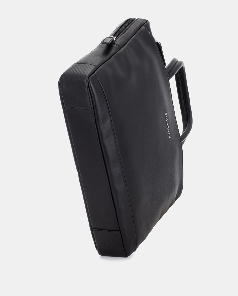 Portadocumentos de hombre de piel - Negro Negro-5