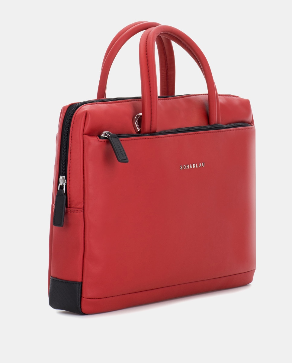 Portadocumentos unisex de piel bovina en color - Scharlau - Rojo Rojo-3