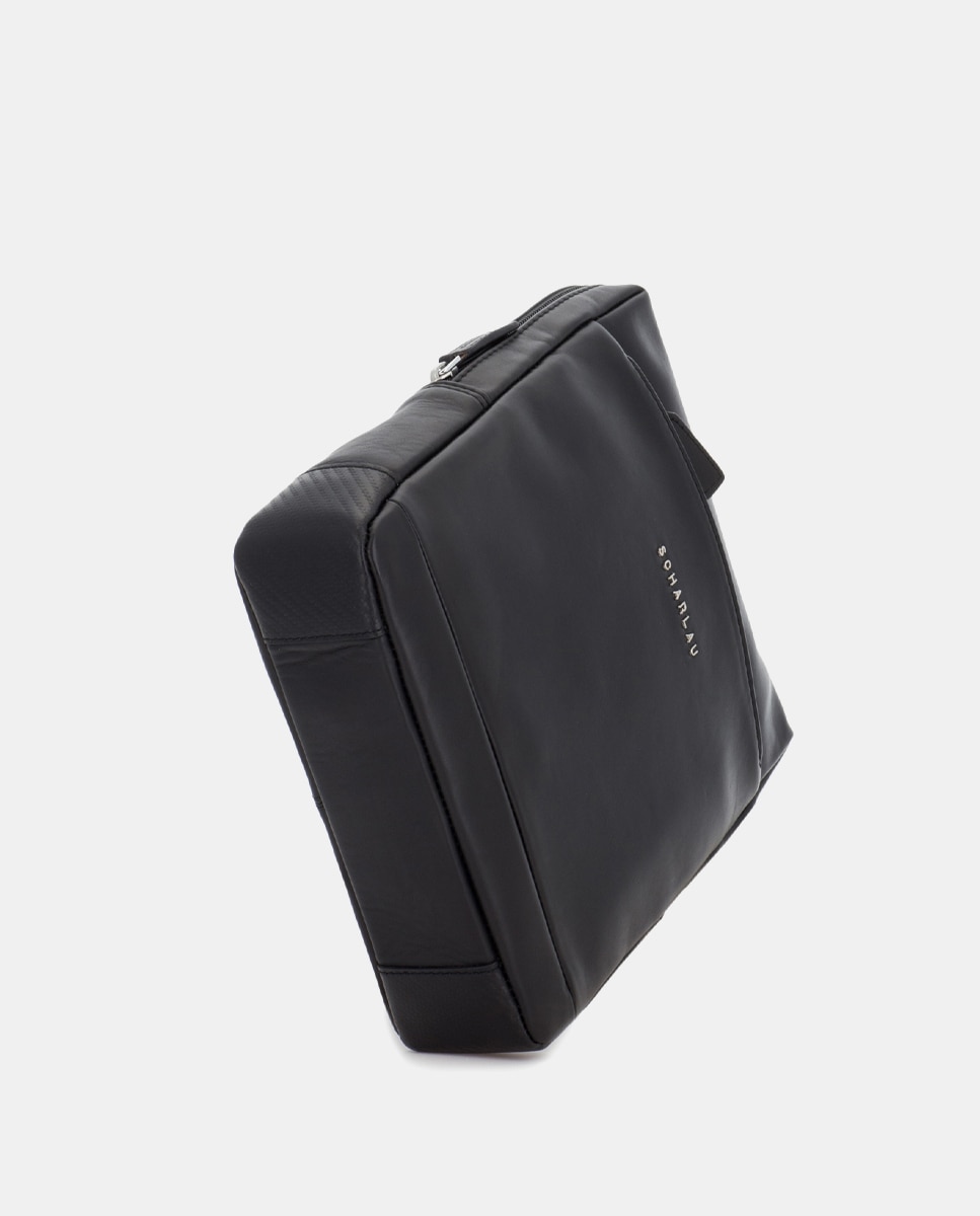 Bandolera de hombre de piel - Scharlau - Negro Negro-4