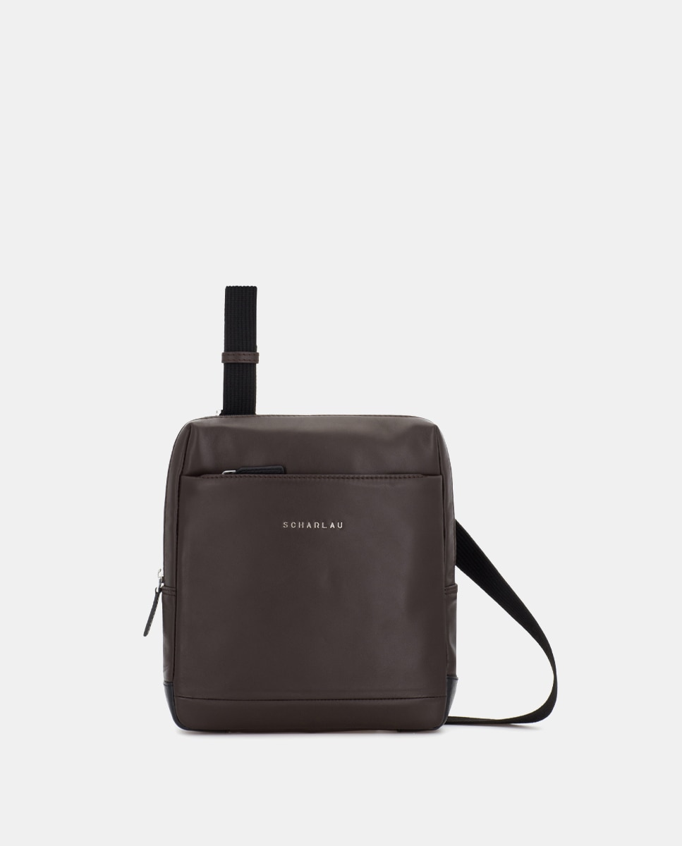 Bandolera de hombre de piel - Scharlau - Marrón oscuro Marrón oscuro-1