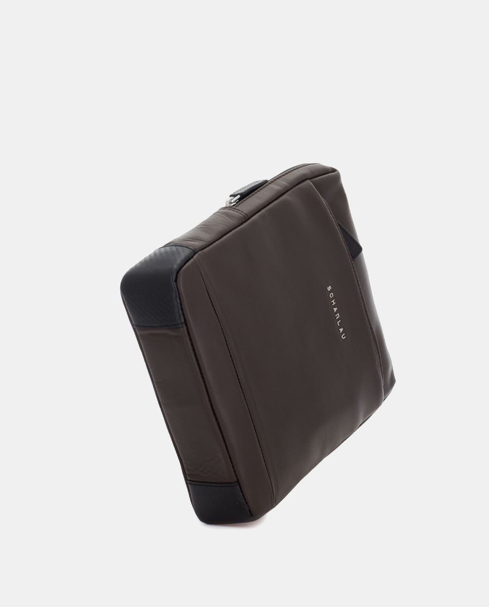 Bandolera de hombre de piel - Scharlau - Marrón oscuro Marrón oscuro-4