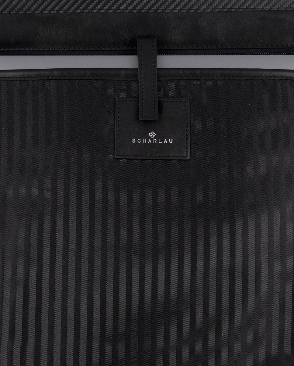Bolso de mujer de piel para ordenador portátil - Scharlau - Negro Negro-5