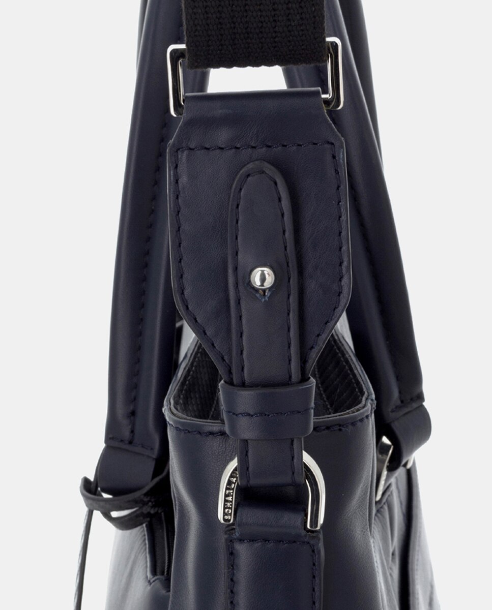 Bolso de mujer de piel para ordenador portátil - Scharlau - Azul marino Azul marino-4
