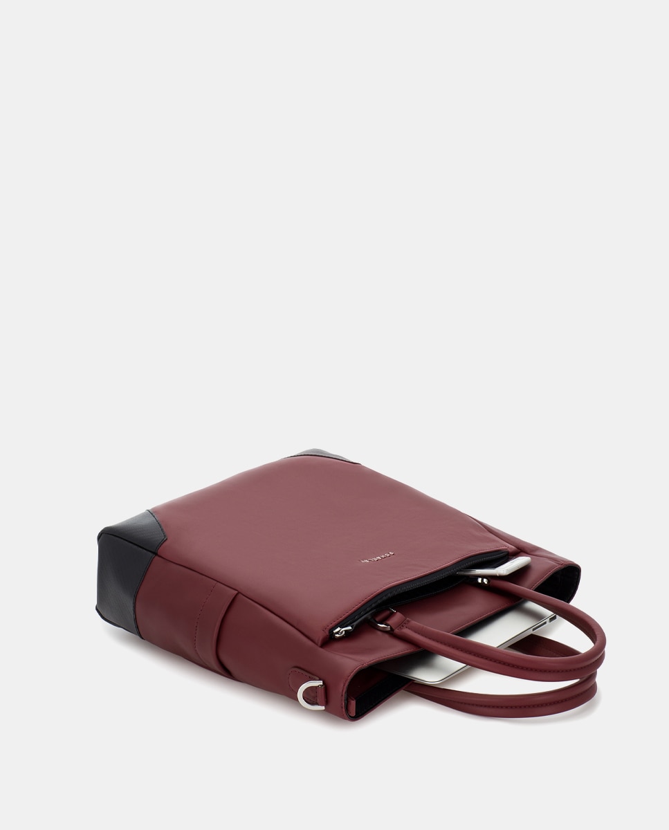 Bolso de mujer de piel para ordenador portátil - Scharlau - Burdeos Burdeos-4