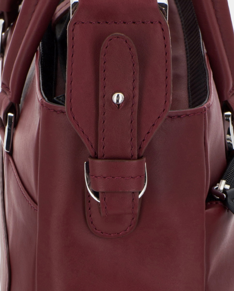 Bolso de mujer de piel para ordenador portátil - Scharlau - Burdeos Burdeos-3