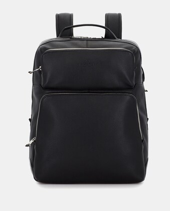 Mochila De Hombre De Piel Bovina En Color Marrón Oscuro Con Dos Bolsillos Frontales · Scharlau
