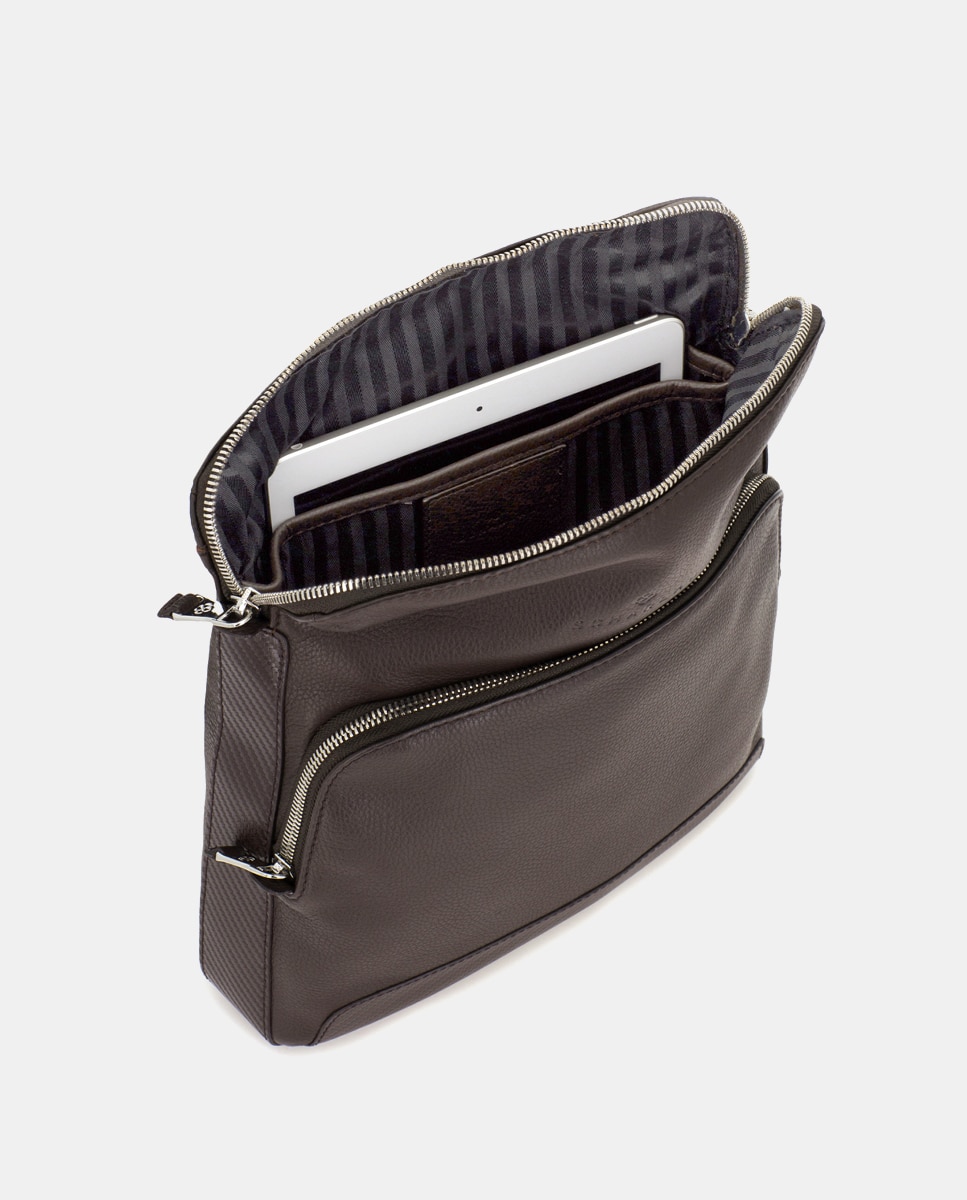 Bandolera de hombre de piel - Scharlau - Marrón oscuro Marrón oscuro-6
