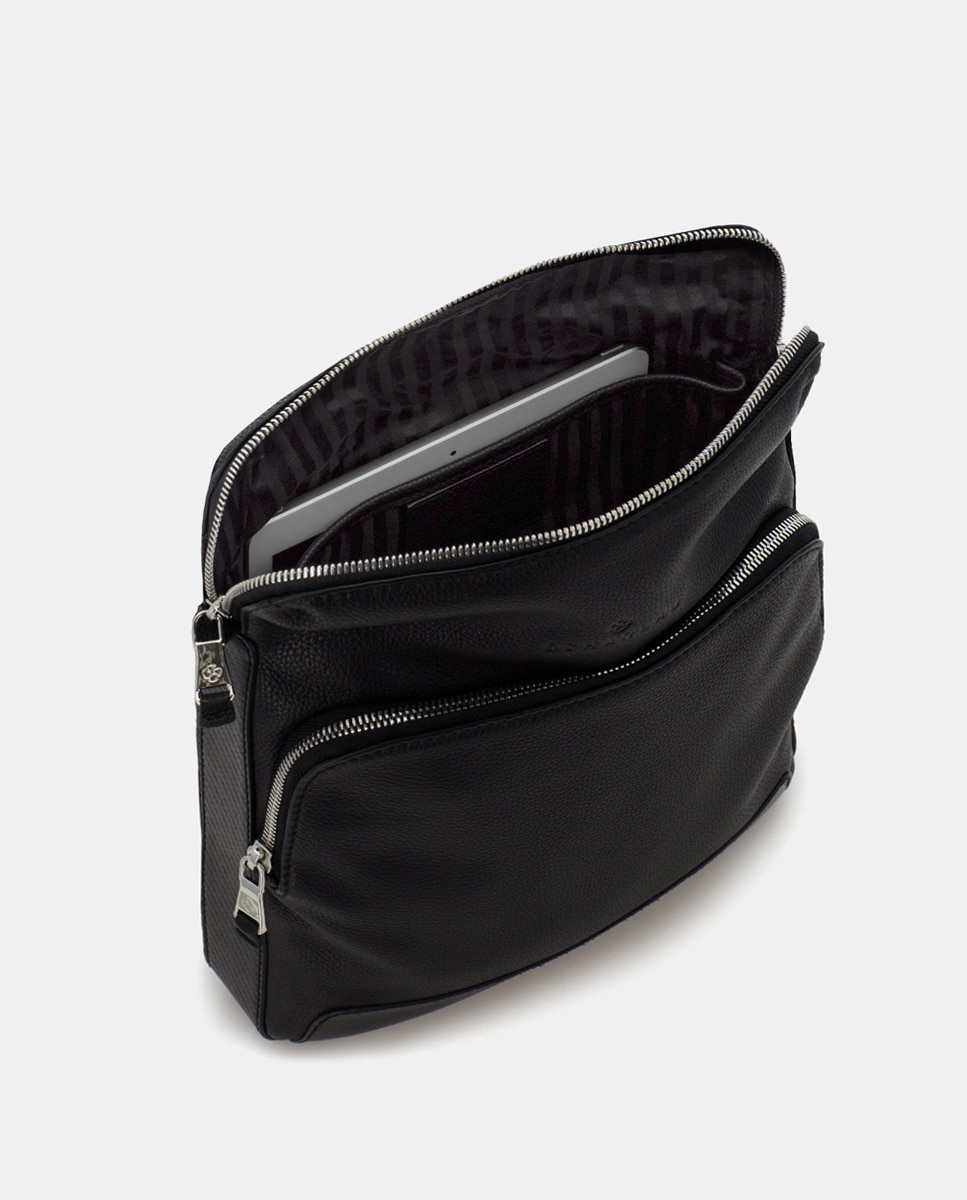 Bandolera de hombre de piel - Scharlau - Negro Negro-6