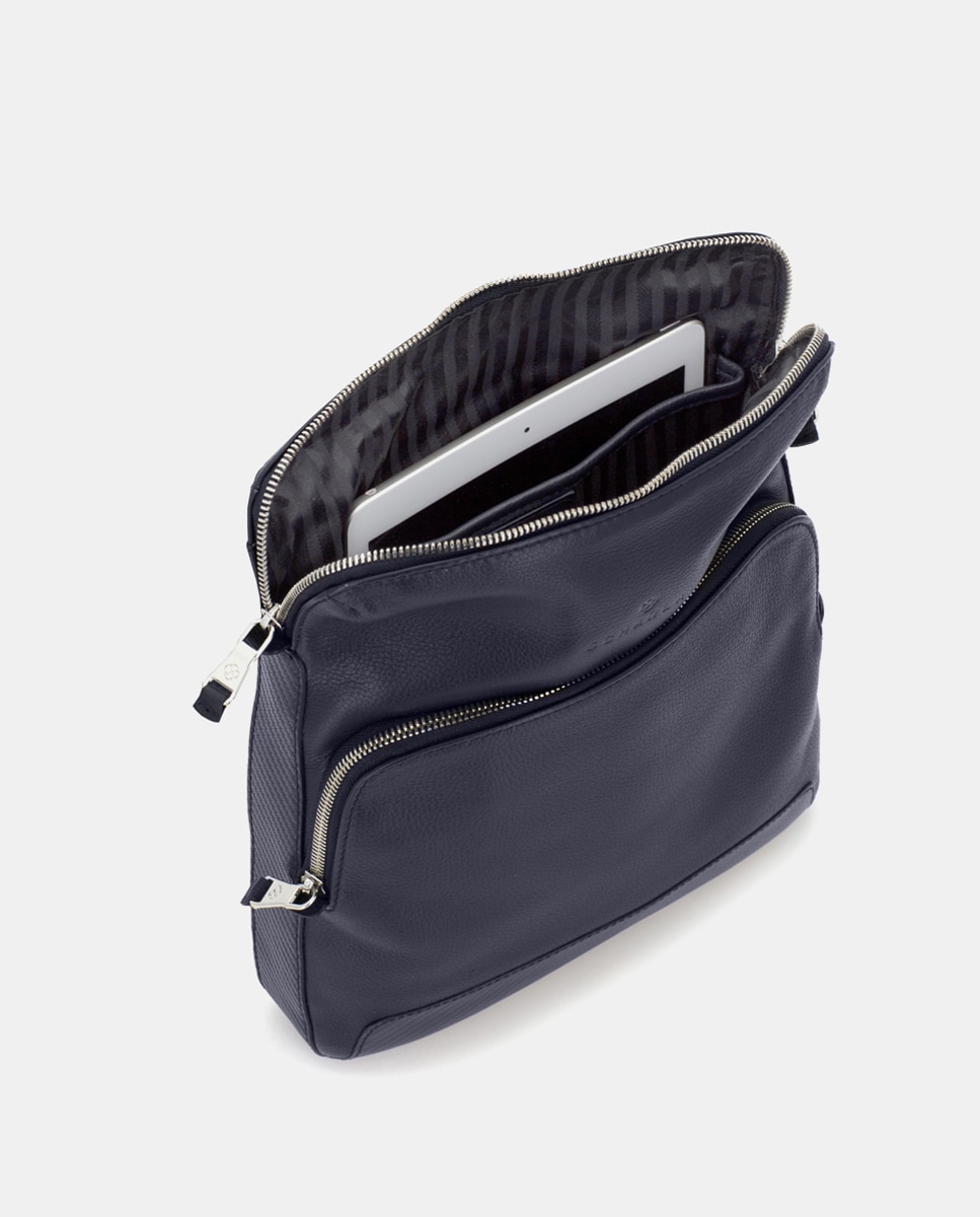 Bandolera de hombre de piel - Scharlau - Azul marino Azul marino-6