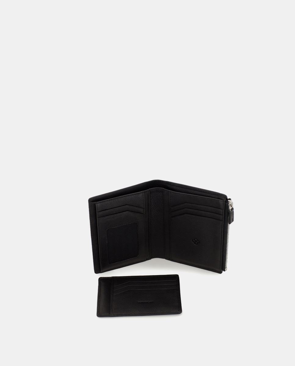 Cartera de hombre de piel con monedero - Scharlau - Negro Negro-5