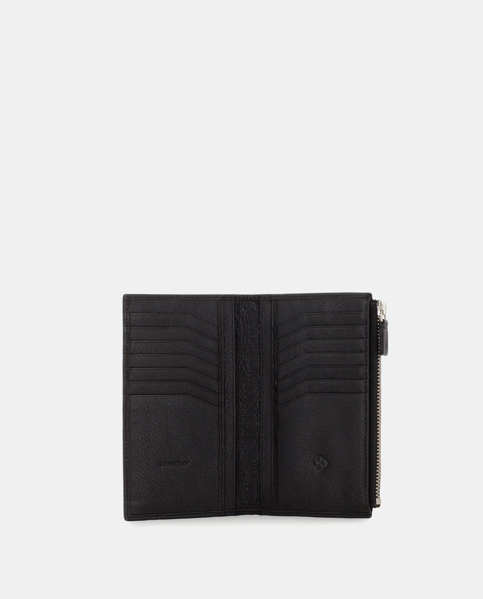Cartera de hombre de piel con monedero - Scharlau - Negro Negro-3