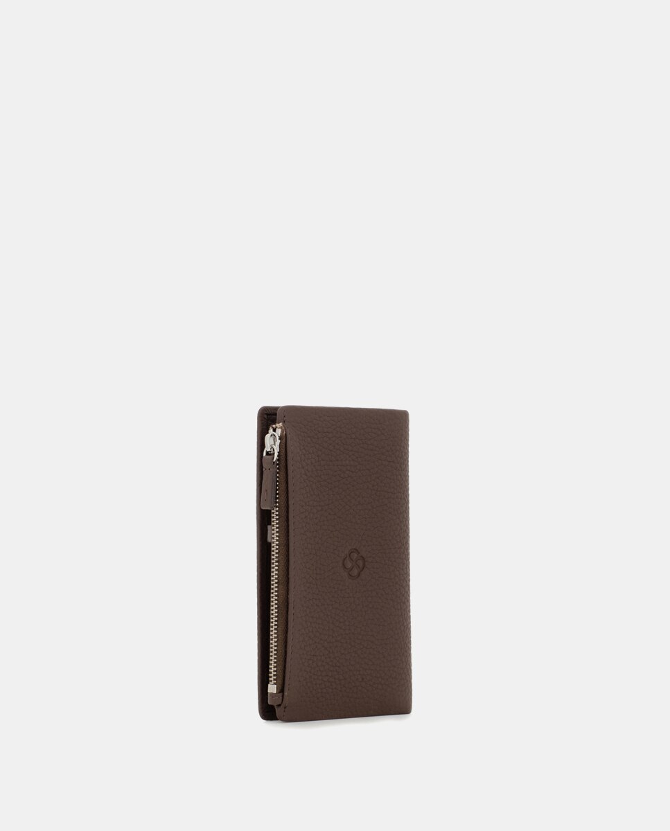 Cartera antirrobo vertical de hombre de piel con monedero - Scharlau - Marrón oscuro Marrón oscuro-3