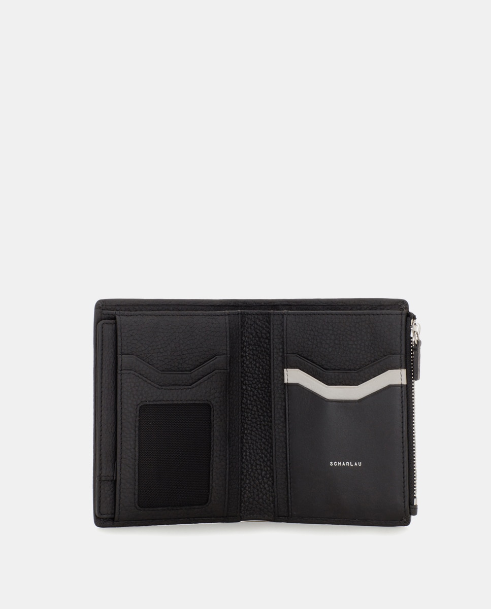 Cartera antirrobo de hombre de piel con monedero - Scharlau - Negro Negro-3
