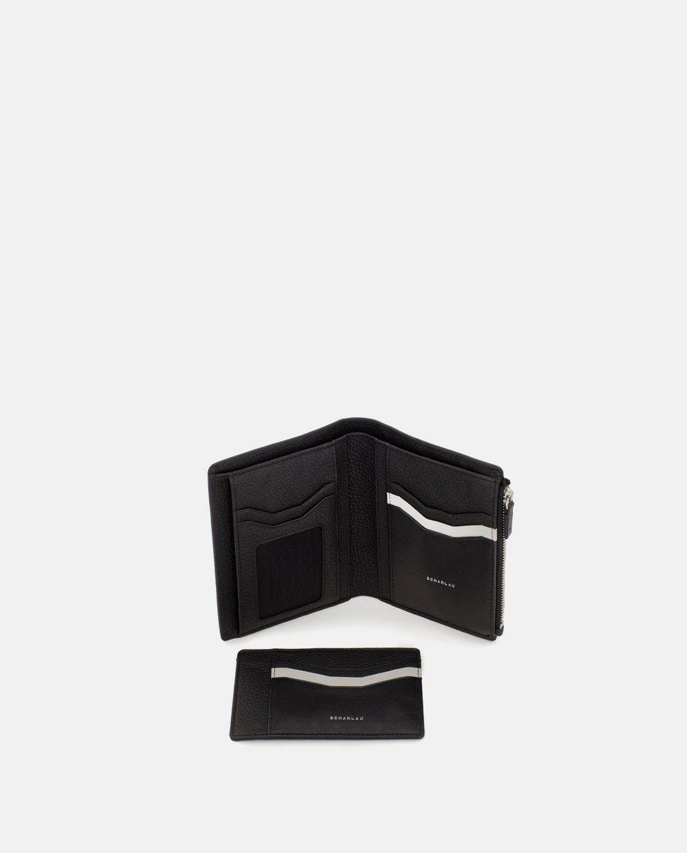 Cartera antirrobo de hombre de piel con monedero - Scharlau - Negro Negro-5