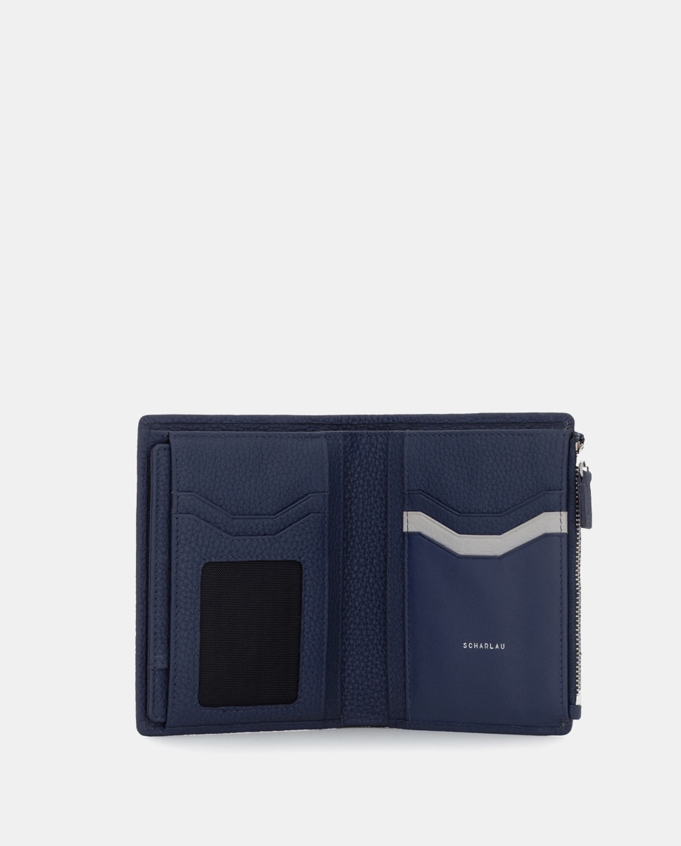 Cartera antirrobo de hombre de piel con monedero - Scharlau - Azul marino Azul marino-3