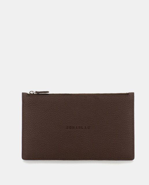 Imagen 0 de Cartera de viaje grande unisex de piel en color marrón con cremallera