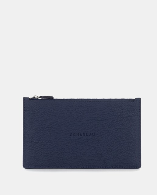 Imagen 0 de Cartera de viaje grande unisex de piel en color azul con cremallera
