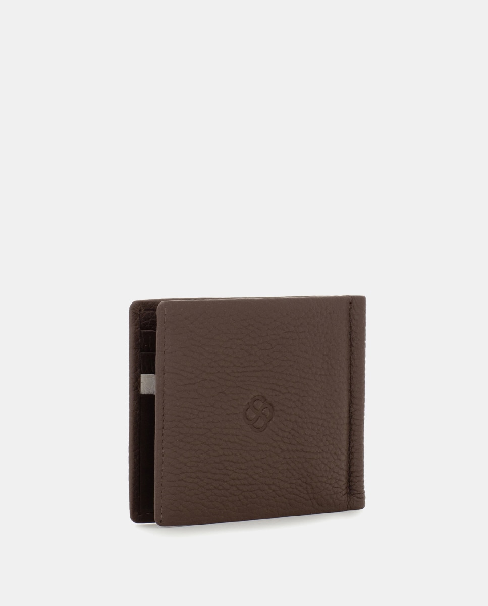 Cartera antirrobo de hombre de piel - Marrón oscuro Marrón oscuro-4