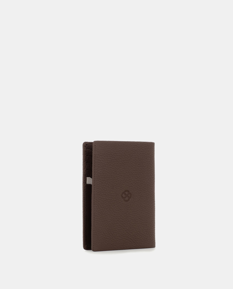 Cartera antirrobo de hombre de piel - Marrón oscuro Marrón oscuro-4