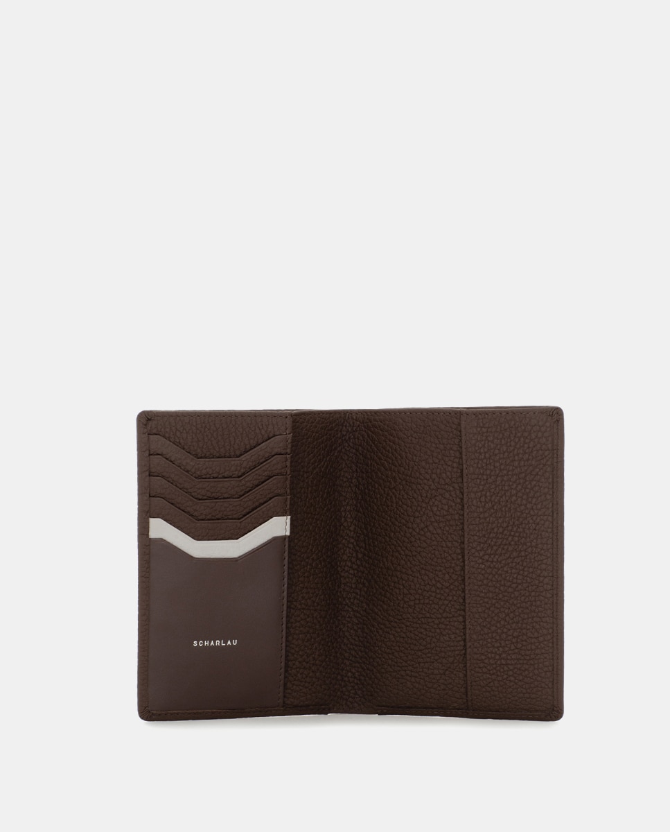 Cartera antirrobo de hombre de piel - Marrón oscuro Marrón oscuro-3
