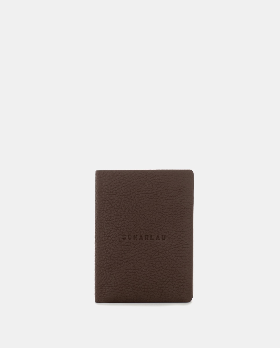 Cartera vertical de hombre de piel en color negro con monedero - Scharlau - Marrón oscuro Marrón oscuro-1