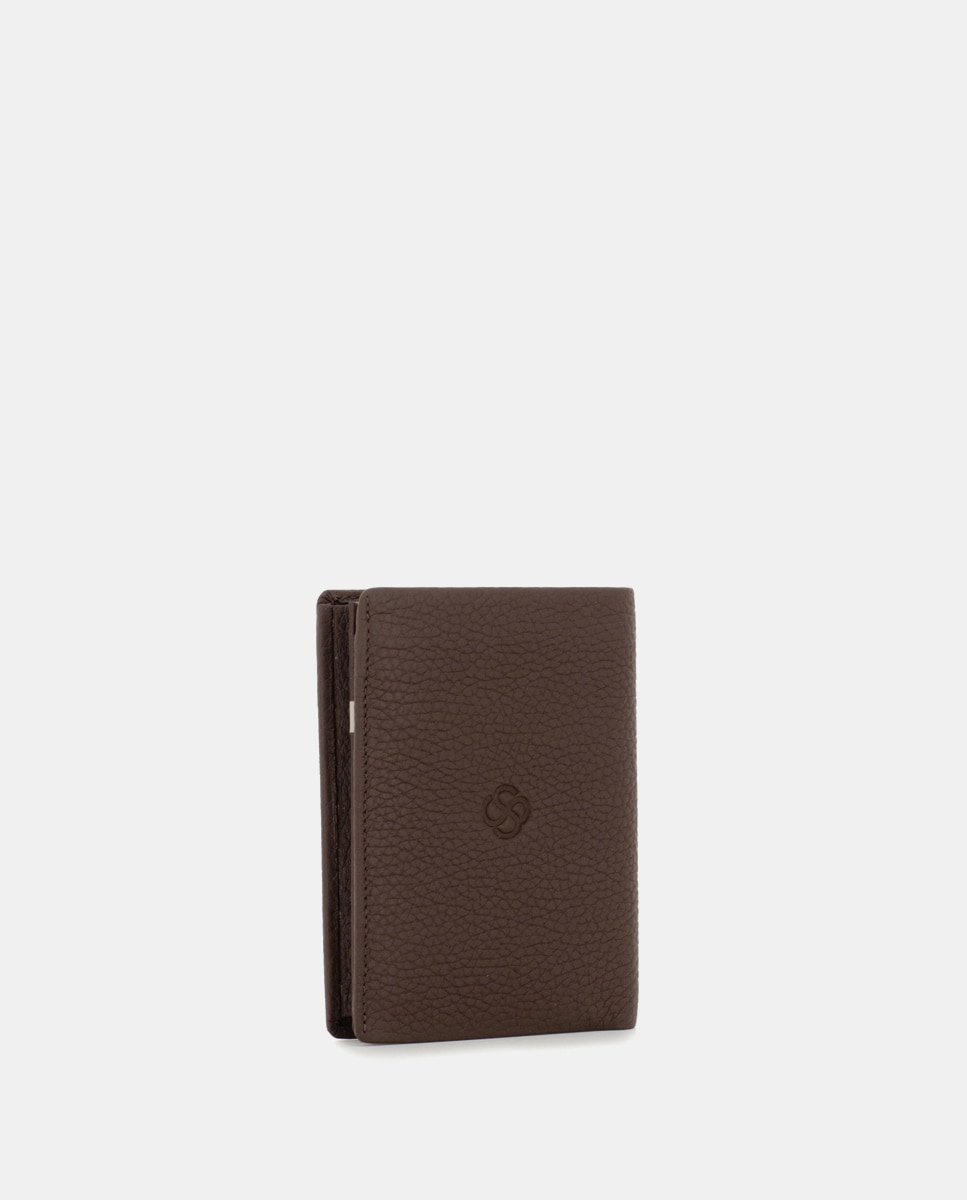 Cartera vertical de hombre de piel en color negro con monedero - Scharlau - Marrón oscuro Marrón oscuro-4