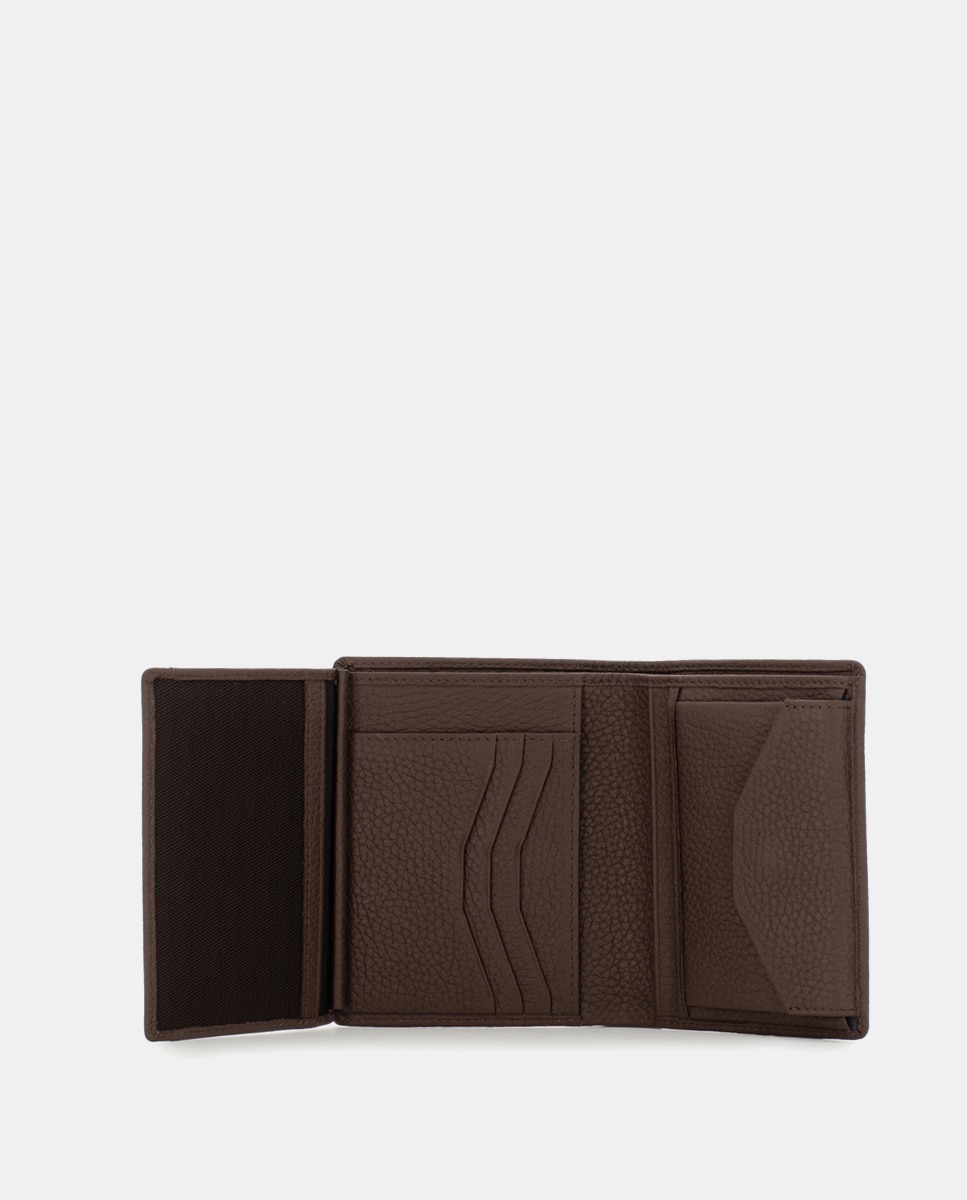 Cartera vertical de hombre de piel en color negro con monedero - Scharlau - Marrón oscuro Marrón oscuro-5