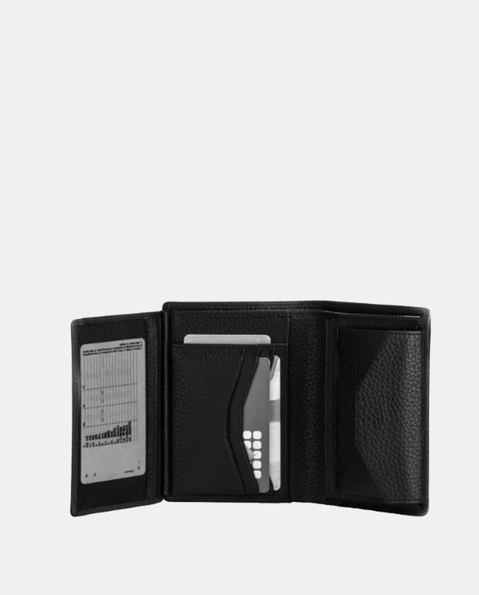 Cartera vertical de hombre de piel en color negro con monedero - Scharlau - Negro / Grafito Negro / Grafito-5