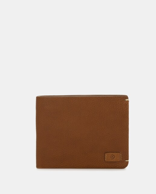 Imagen 0 de Cartera antirrobo de hombre de piel en color camel