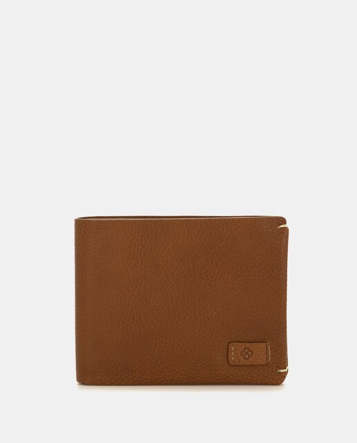 Imagen 0 de Cartera antirrobo de hombre de piel en color camel
