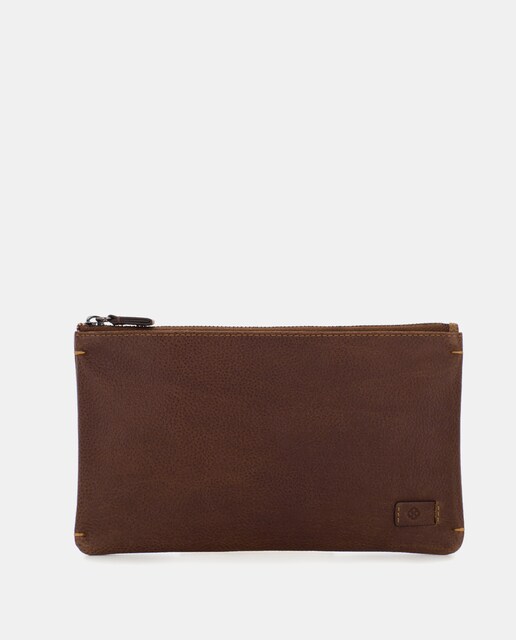 Imagen 0 de Cartera de viaje grande unisex de piel en color marrón con cremallera