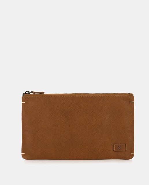 Imagen 0 de Cartera de viaje grande unisex de piel en color camel