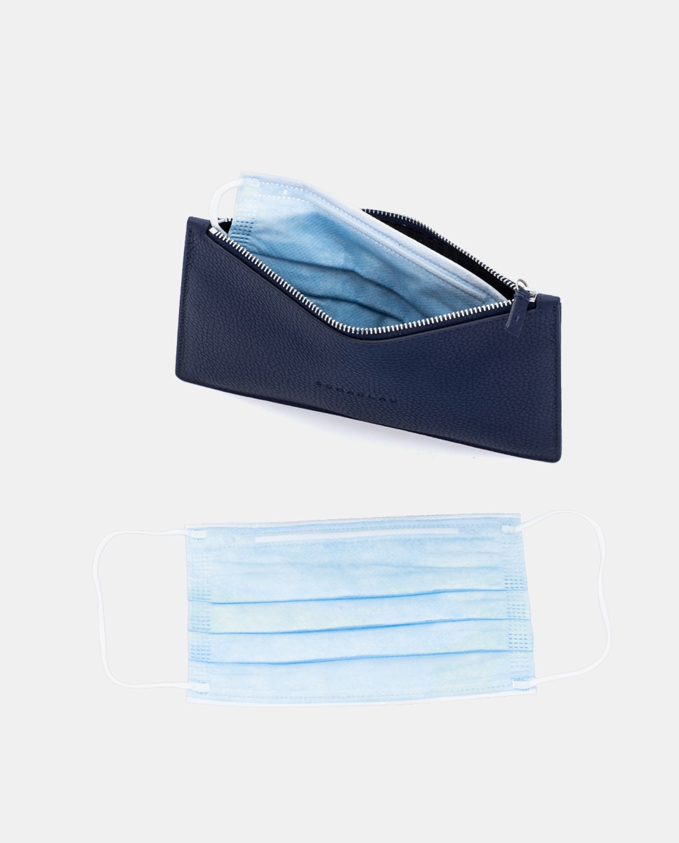 Cartera Con Cremallera En Estilo Vintage LEAS En Piel Auténtica, Dark