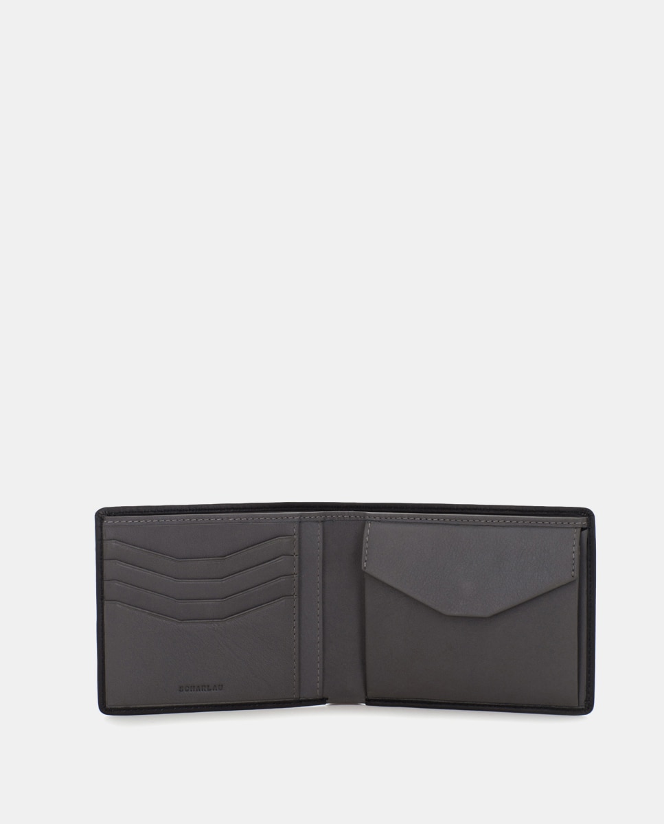 Cartera de hombre de piel con monedero - Scharlau - Negro Negro-4