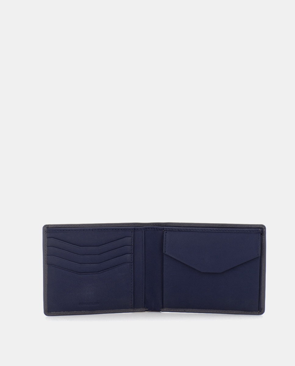 Cartera de hombre de piel con monedero - Scharlau - Gris oscuro Gris oscuro-4