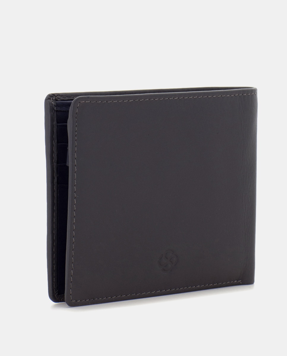 Cartera de hombre de piel con monedero - Scharlau - Gris oscuro Gris oscuro-3