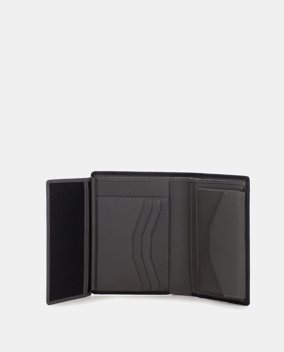 Cartera de hombre de piel con monedero - Scharlau - Negro brillante Negro brillante-4