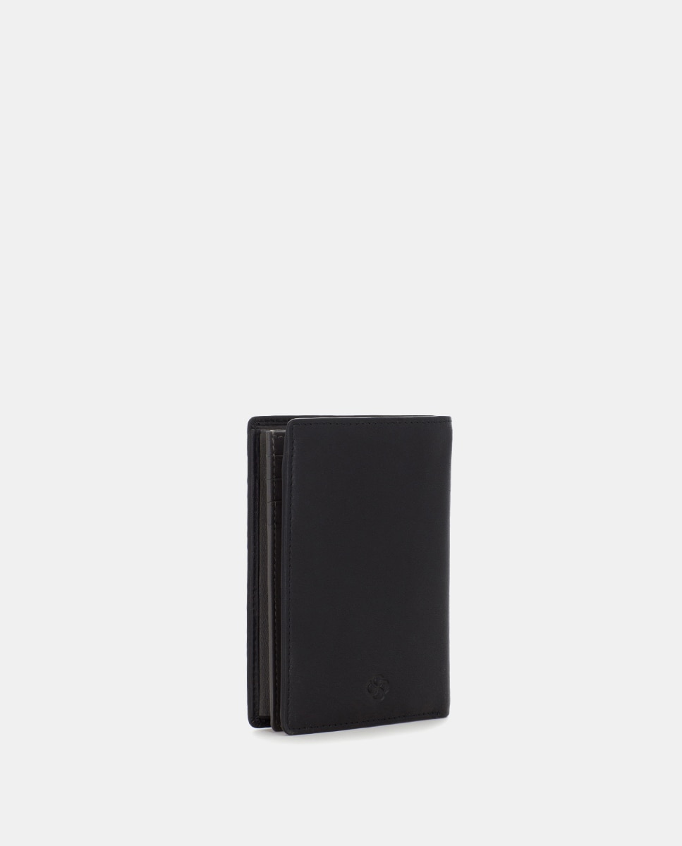 Cartera de hombre de piel con monedero - Scharlau - Negro brillante Negro brillante-3