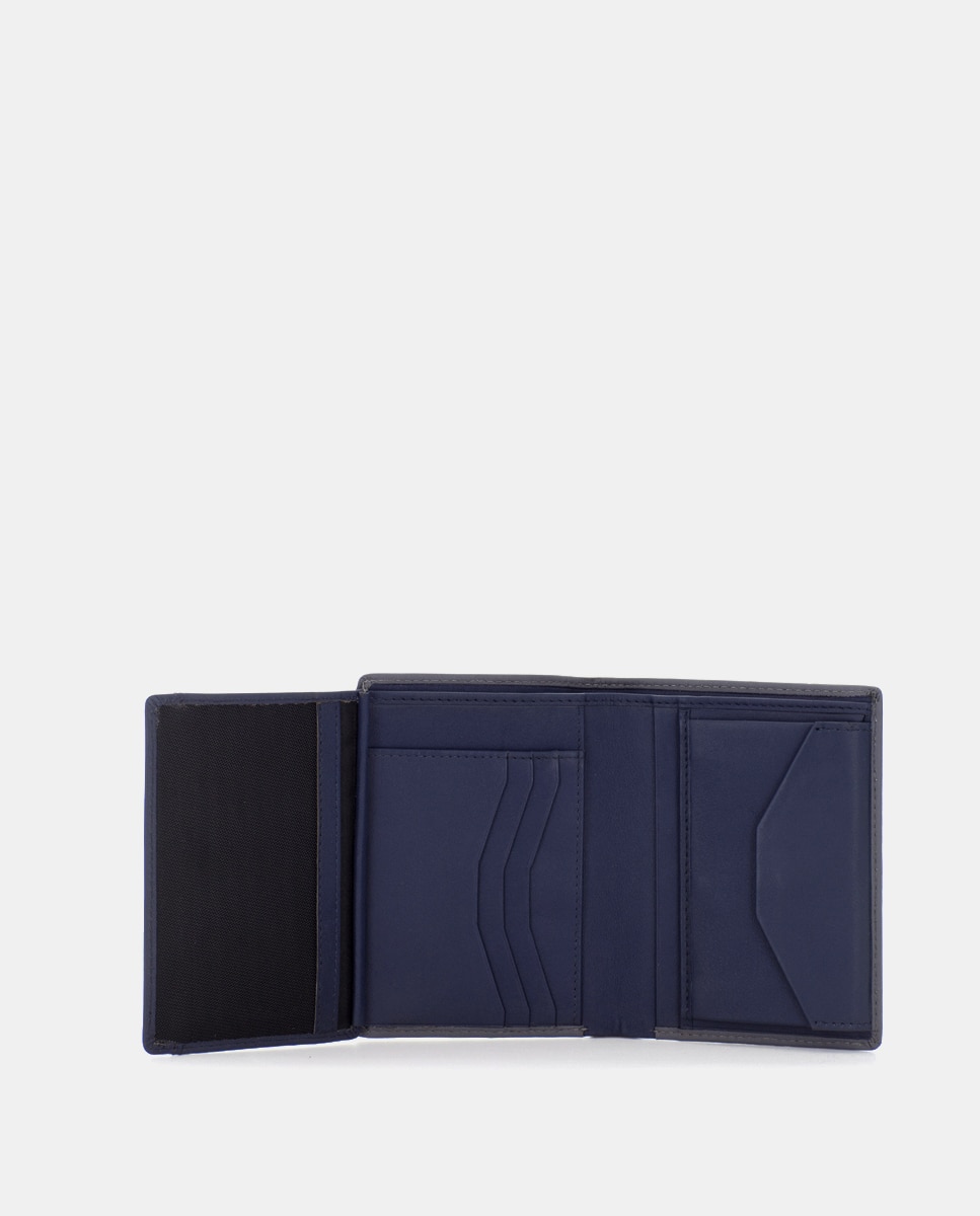 Cartera de hombre de piel con monedero - Scharlau - Gris oscuro Gris oscuro-3