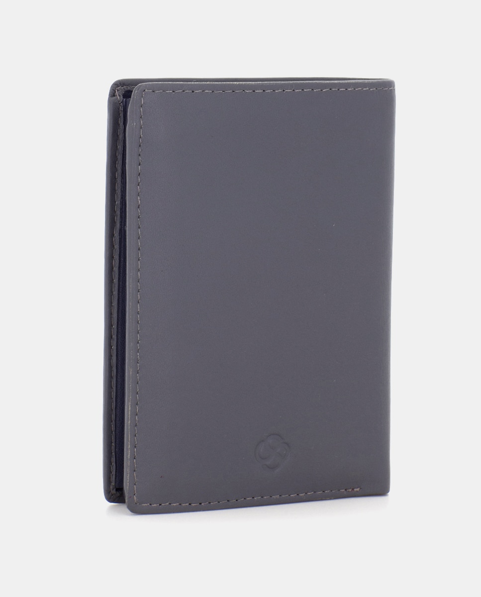 Cartera de hombre de piel con monedero - Scharlau - Gris oscuro Gris oscuro-4